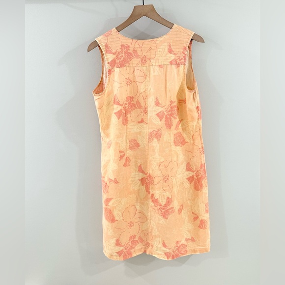 Sigrid Olsen Linen Shift Dress Floral Orange Size 8 - Picture 6 of 6